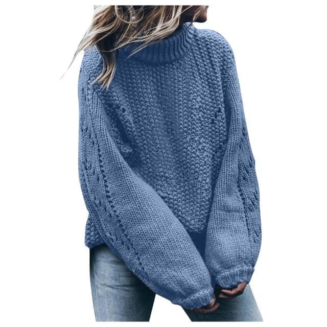 Dressbetty - Pullovers Round Neck Long Sleeve Hollow Hole Loose Sweater Pullovers Jerseys