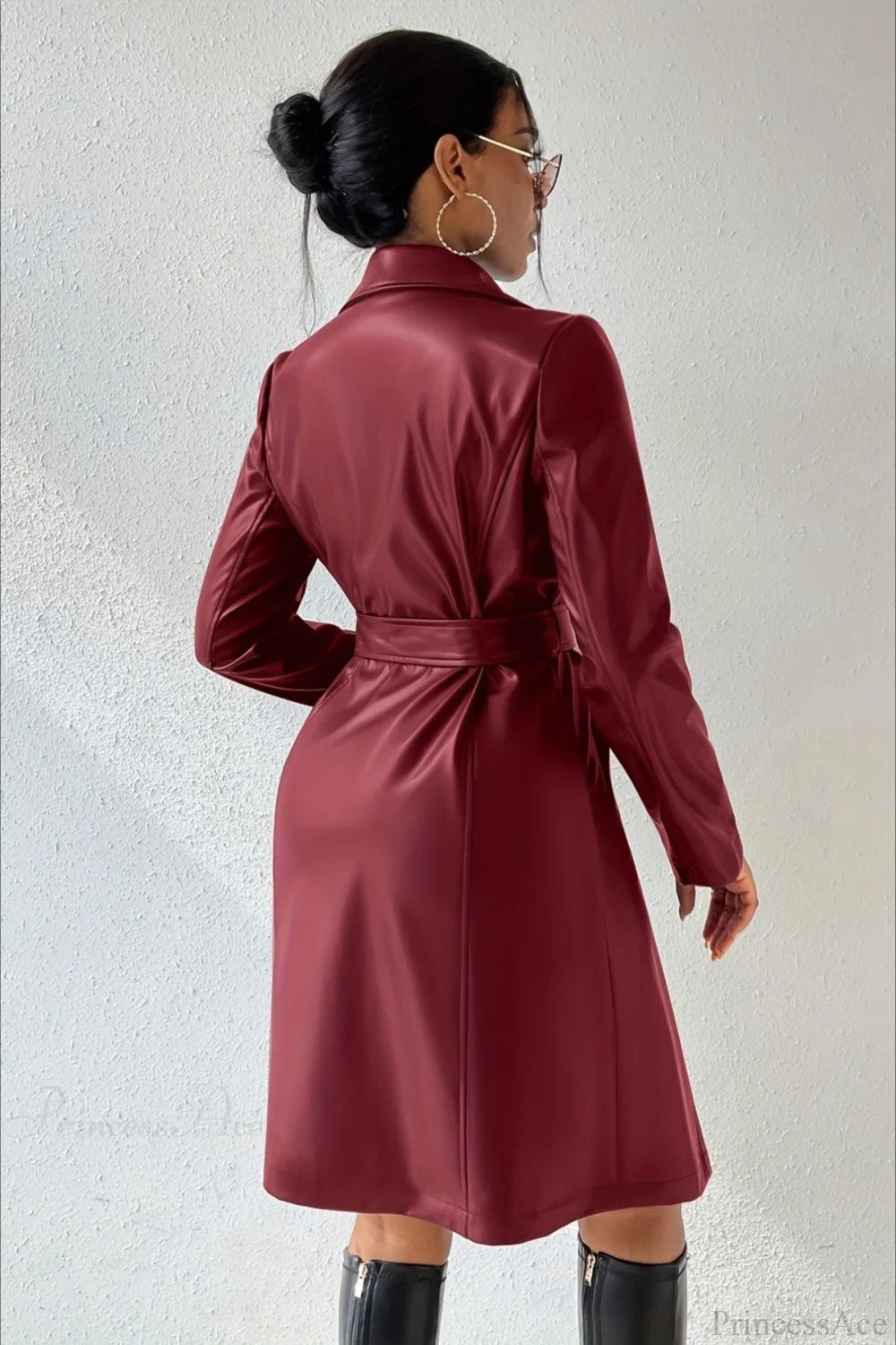 Pu Leather Slim-fit Overcoat