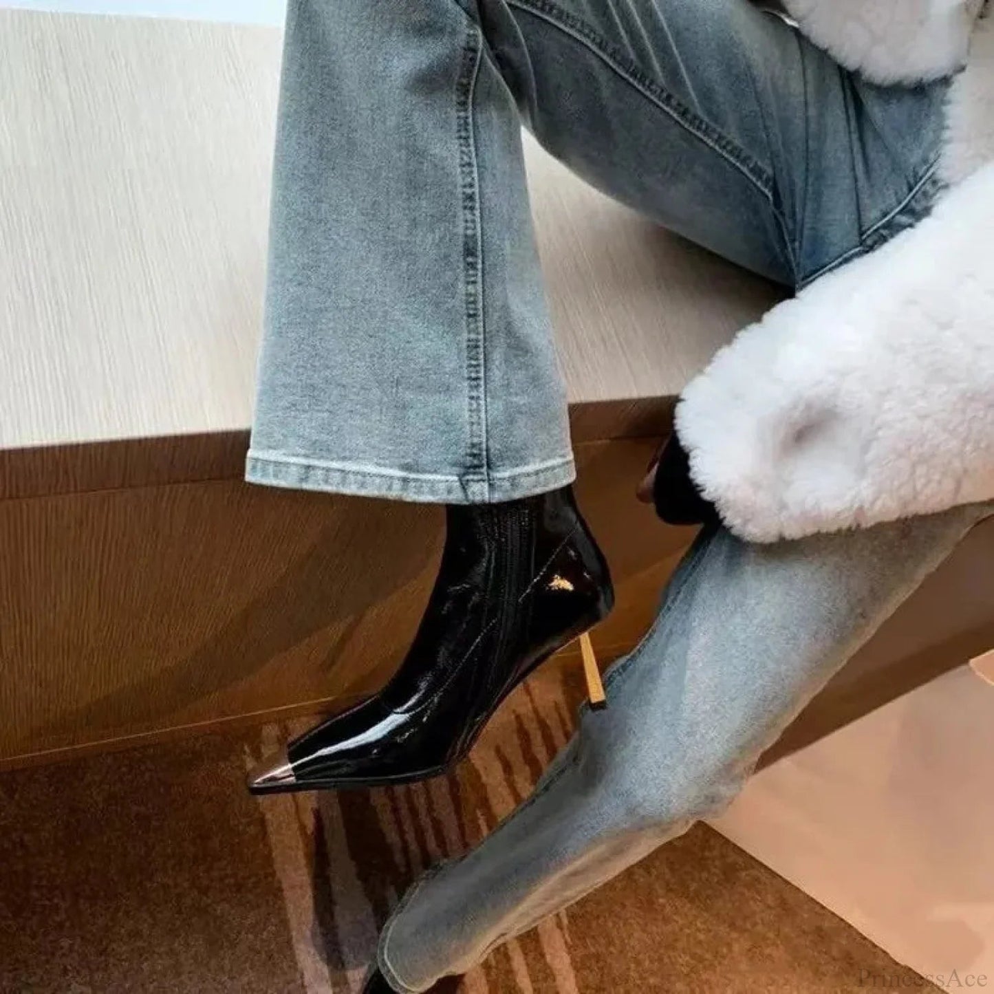 Star Gothic Metal Square Toe Ankle Boot