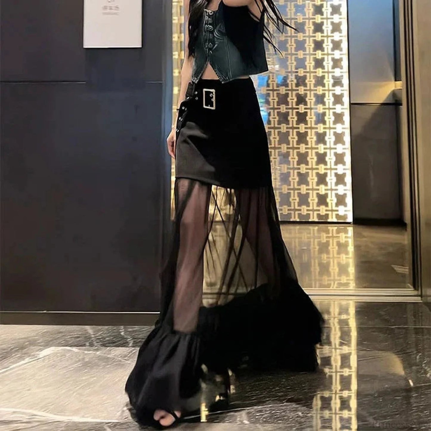 Transparent Patchwork Skirt