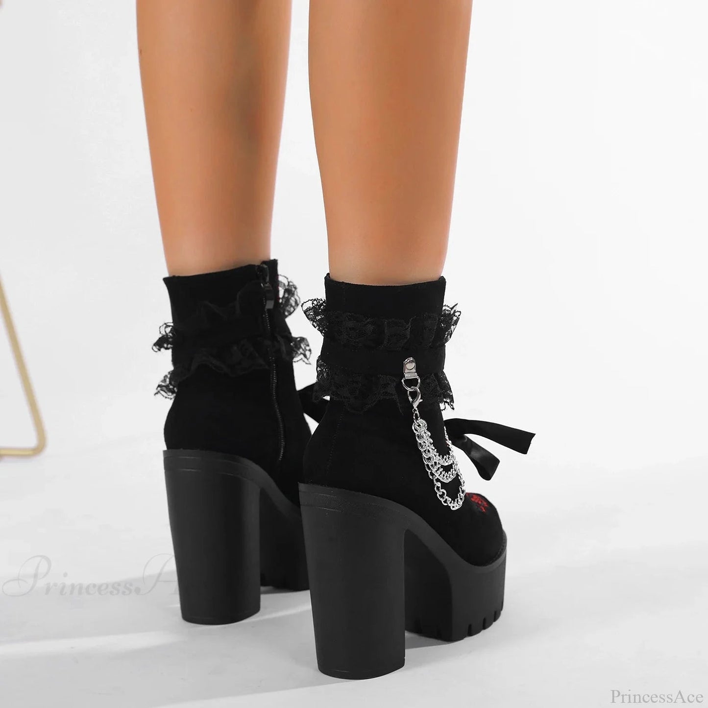 Gothic Lace Chunky Heel Boot