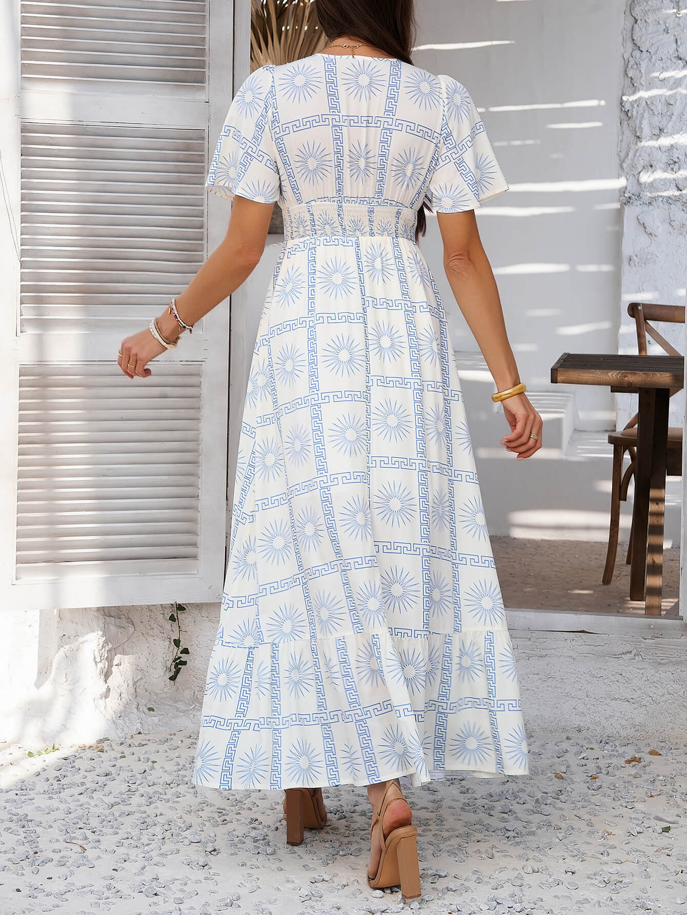 Tropical Drift Abstract Maxi Dress - White