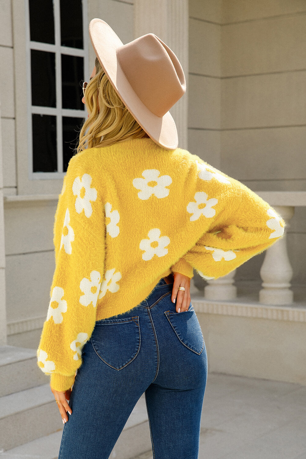 Field of Daisies Knit Cardigan - Yellow