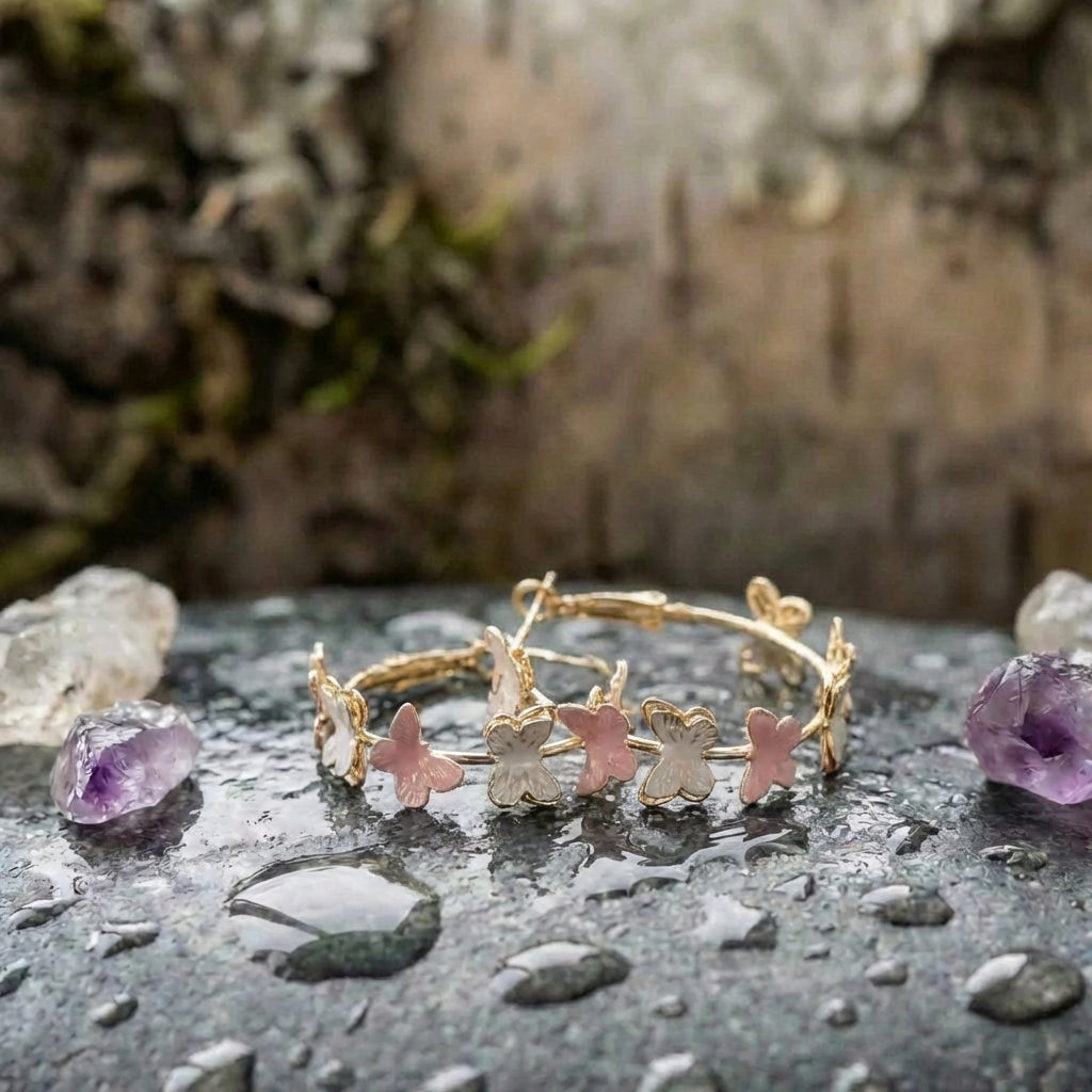 Vintage Butterflies Hoop Earrings