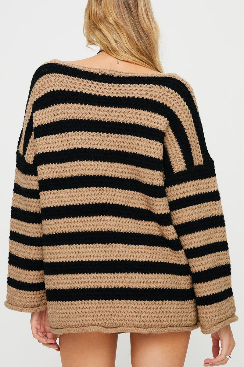 Striped Knit Loose Sweater