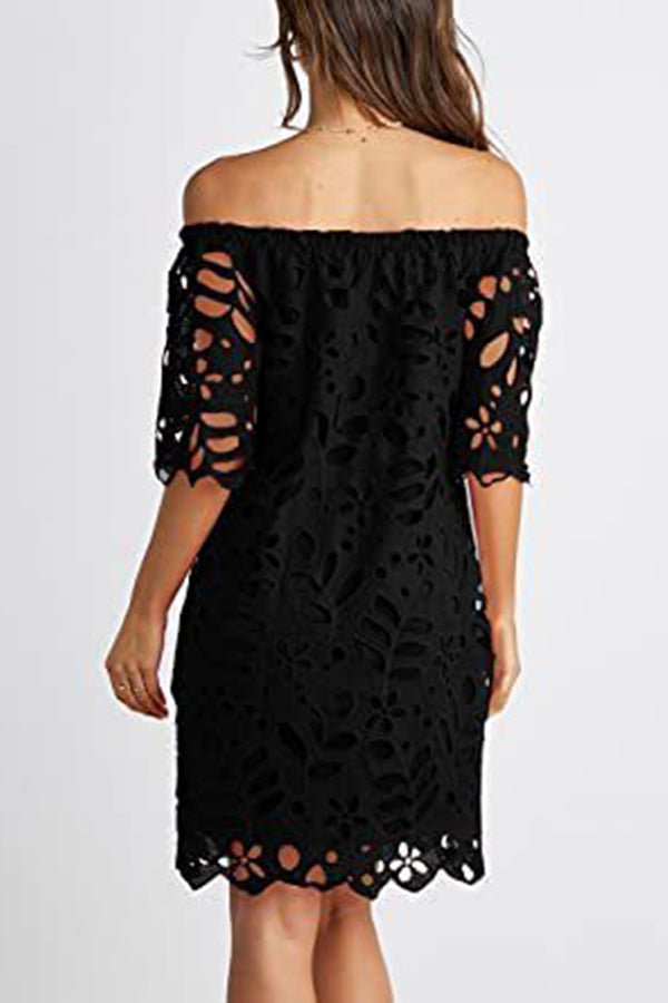 Strapless One-shoulder Hollow Dress Ins Party Dress Skirt