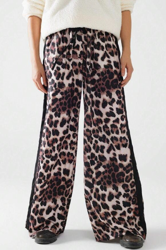 Leopard Print Relaxed Wide Leg Pants