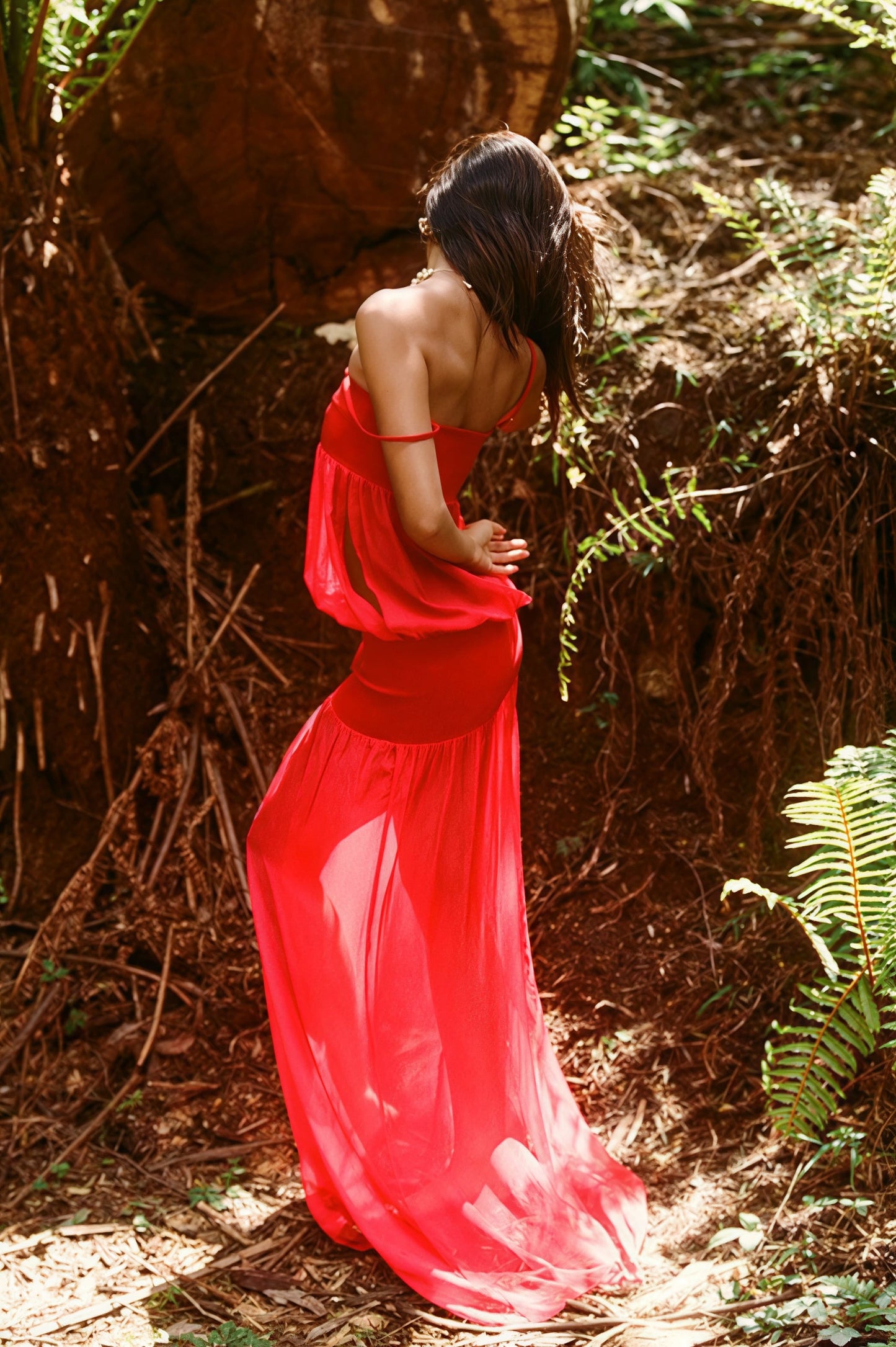 Patchwork Sheer Cami Maxi Dress
