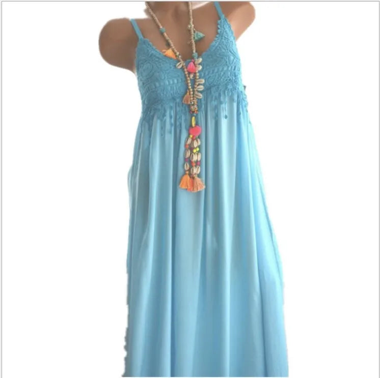 Color Spaghetti Strap Dresses V-neck Lace Edge Patchwork Mini Dress Lady Vestidos Summer New
