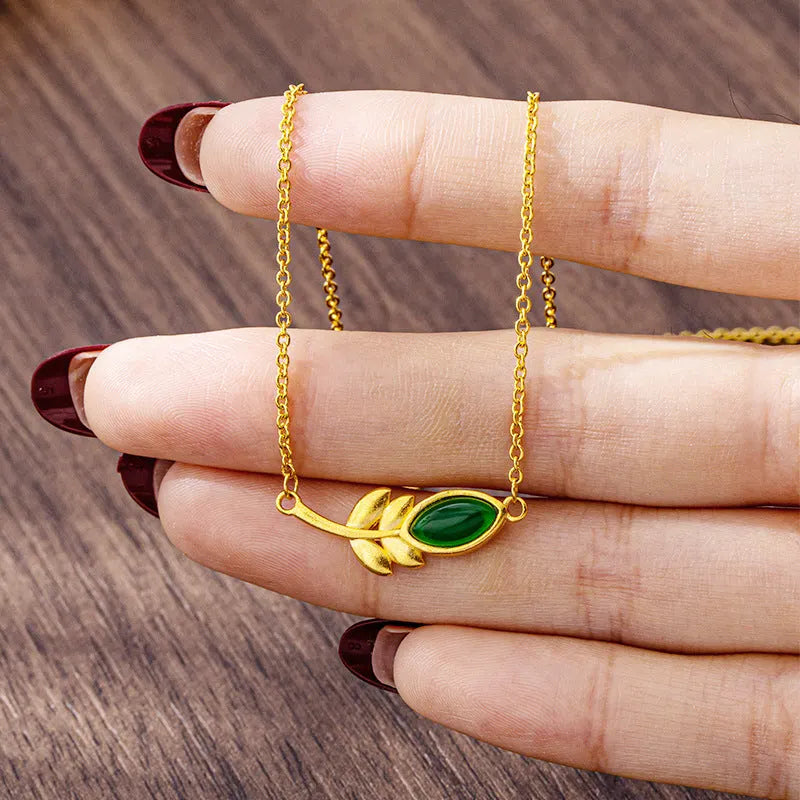 Elegant Green Leaf Necklace