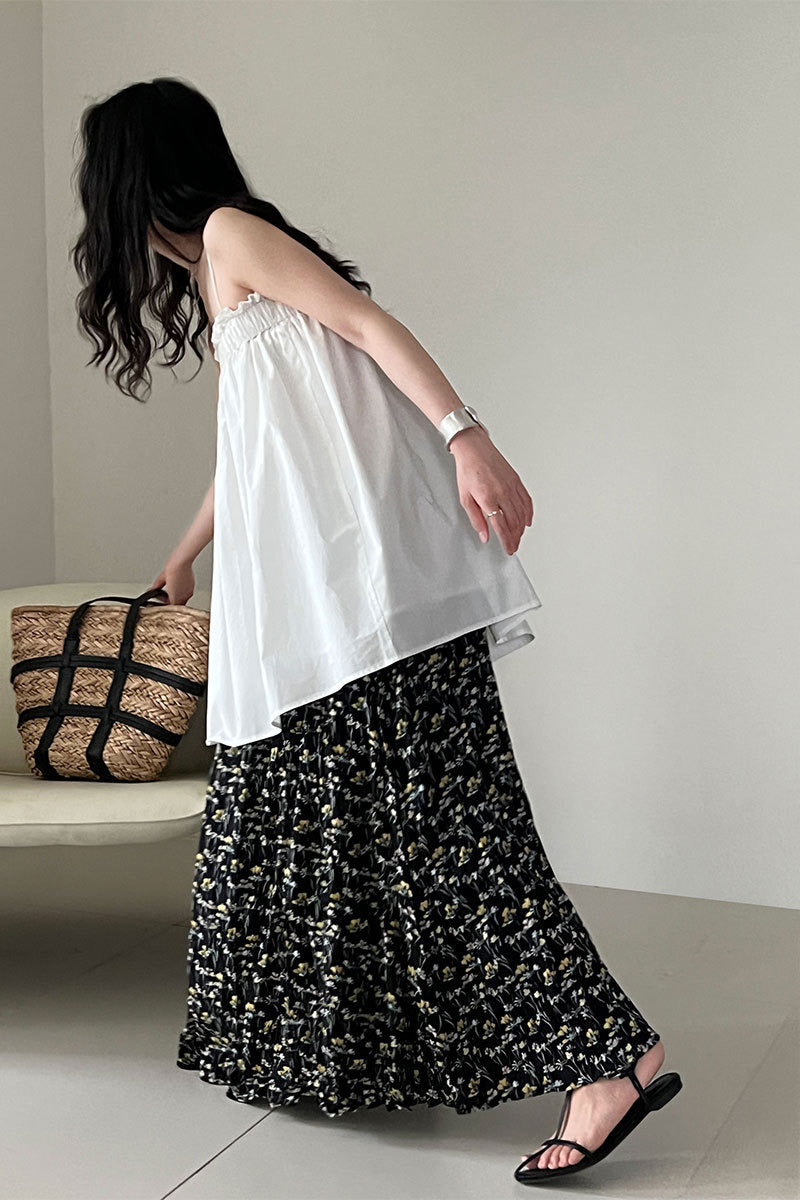 Retro High Waist Pleated a Line Skirt