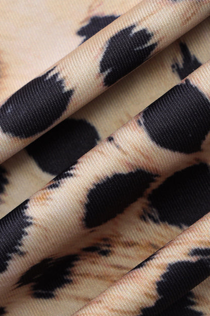 Leopard Print V Neck Slim Maxi Dress