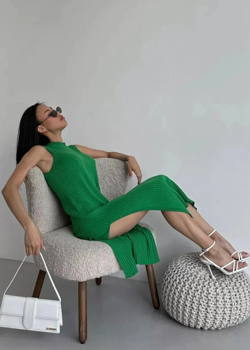 Sleeveless Ribbed Maxi Dress