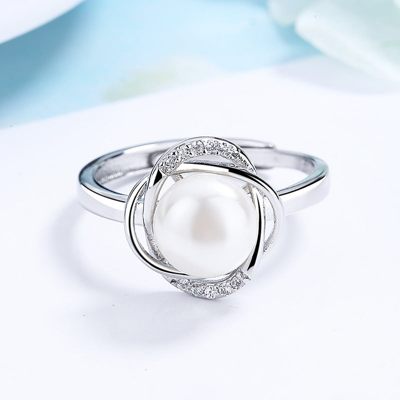 Elegant Swirl Pearl Ring
