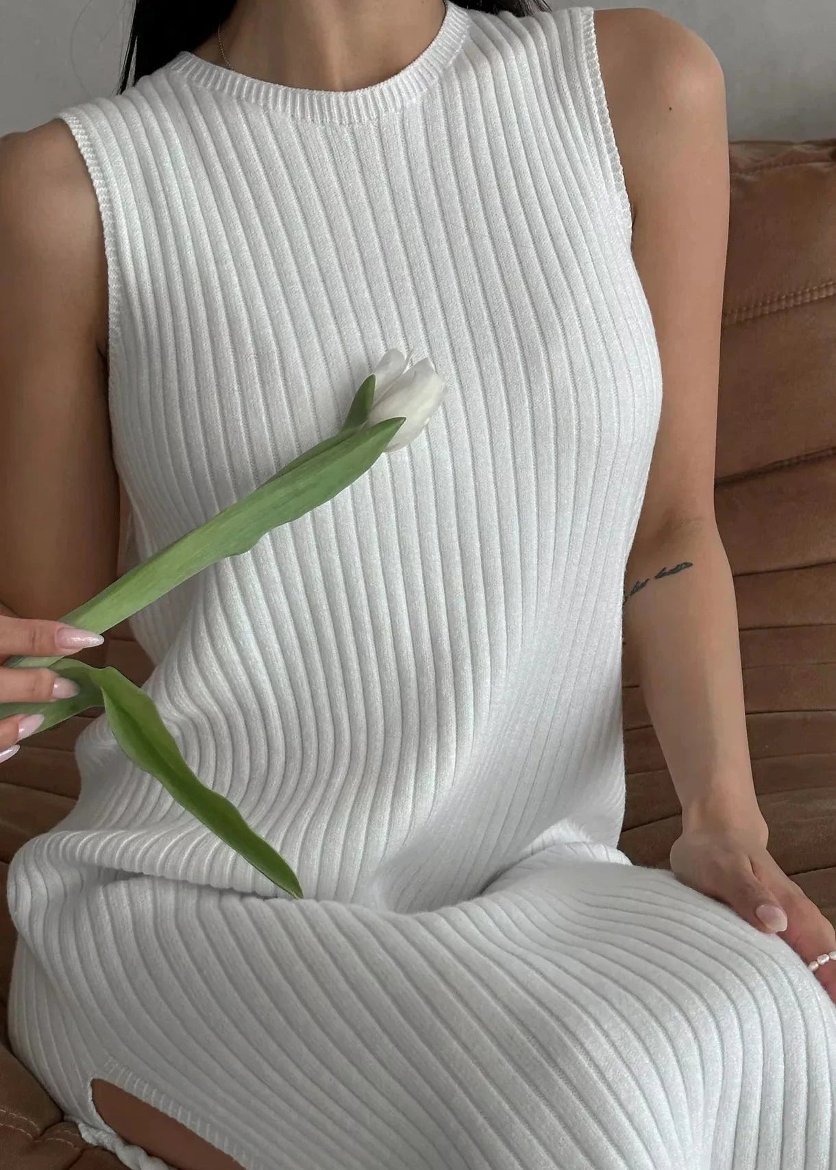 Sleeveless Ribbed Maxi Dress