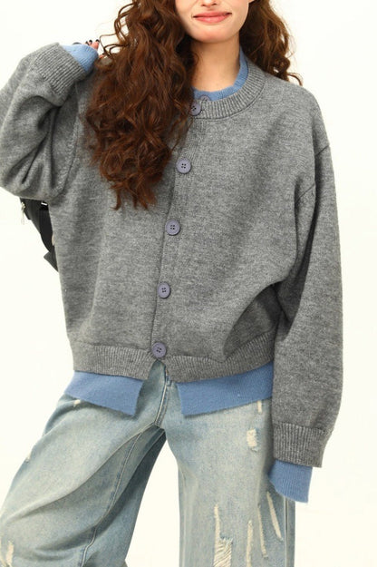 American Retro Fake Two-piece Cardigan