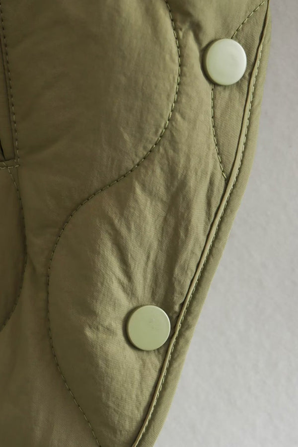 Stand-collar Single-breasted Mid-length Loose Cotton Coat