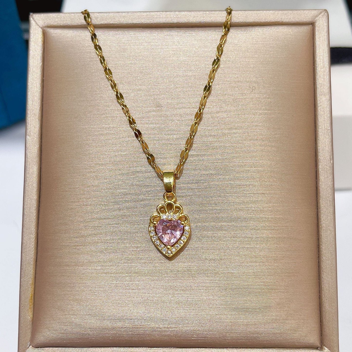 Romantic Pink Heart Necklace