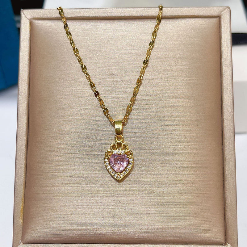 Romantic Pink Heart Necklace