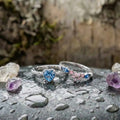 Adjustable Blue Stone Ring With Zirconia In Sterling Silver
