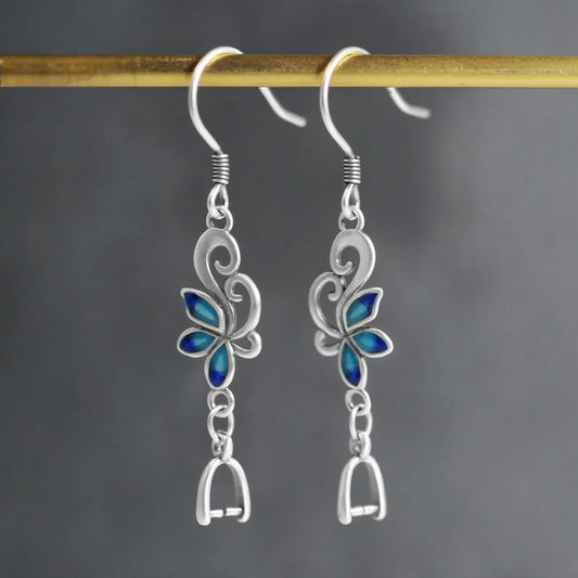 Elegant Blue Flower Earrings