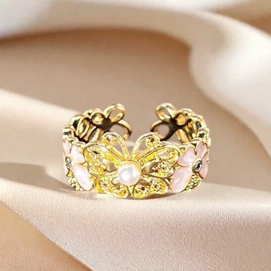 Romantic Butterfly Pearl Ring