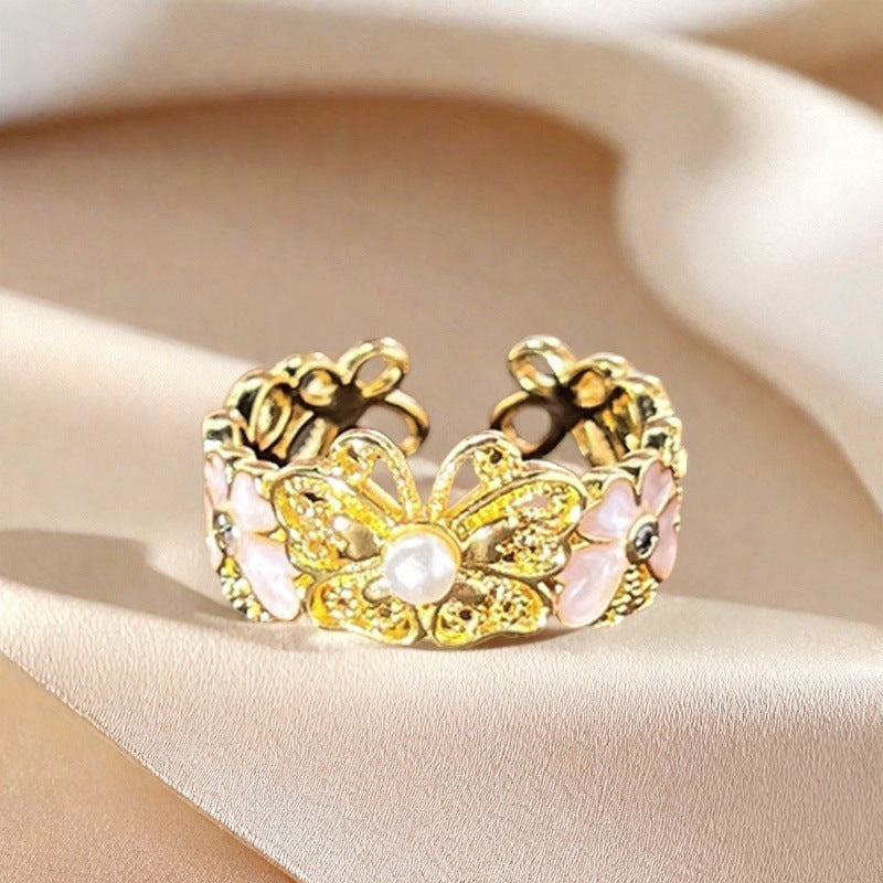 Romantic Butterfly Pearl Ring