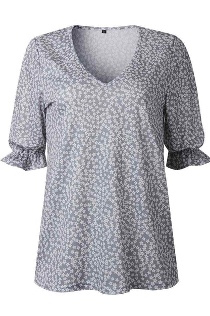 V Neck Printed Blouse