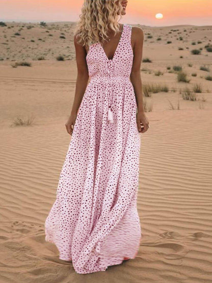 Desert Dream - V-neck Sleeveless Maxi Dress