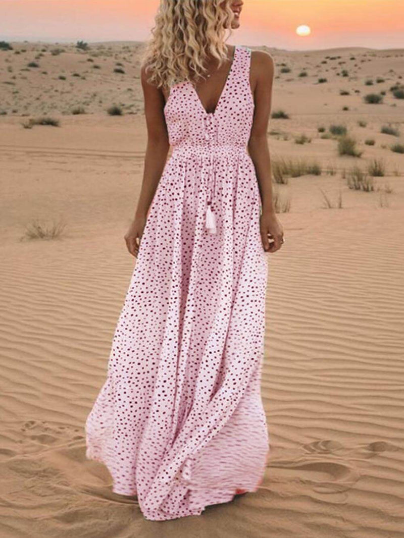 Desert Dream - V-neck Sleeveless Maxi Dress