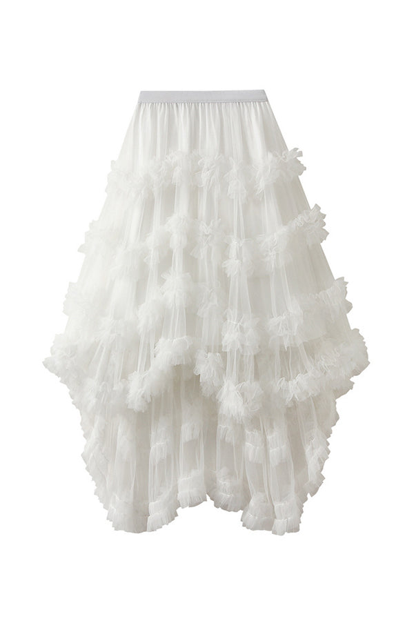 Candy Color Elastic Waist Mesh Skirt