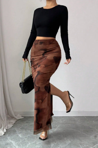 Mesh High Waist Split Skirt