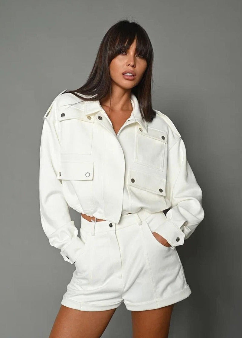 Two-piece Short Coat and Shorts Set for