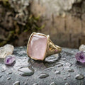 Vintage Square Pink Golden Ring