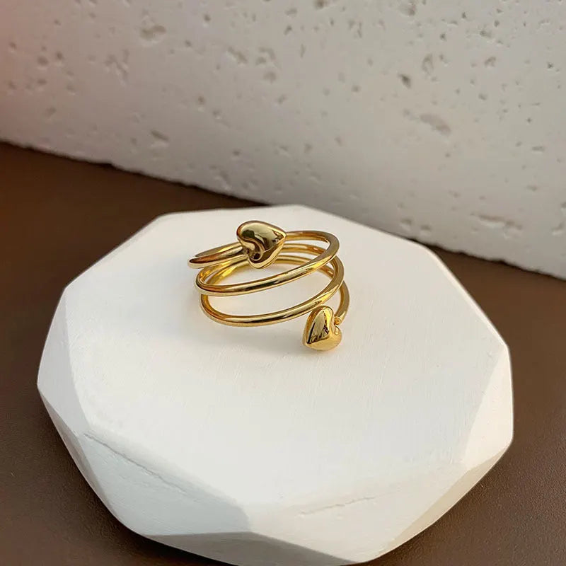 Gold Heart Charm Ring
