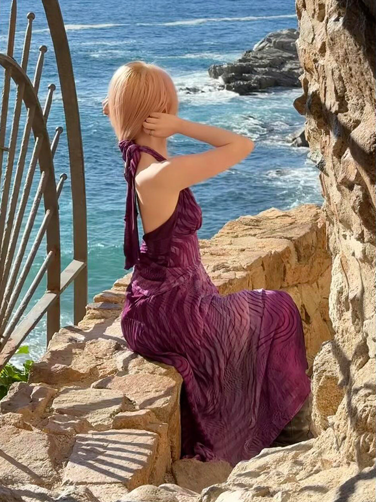 V-neck Halter Maxi Dress
