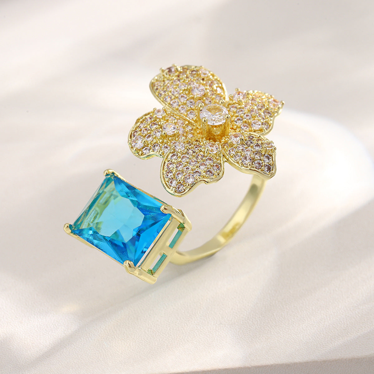 Statement Topaz Flower Ring