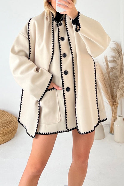 Tori Cream Wool Like Scarf Tailored Coat