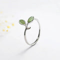 Elegant Foliage Silver Ring
