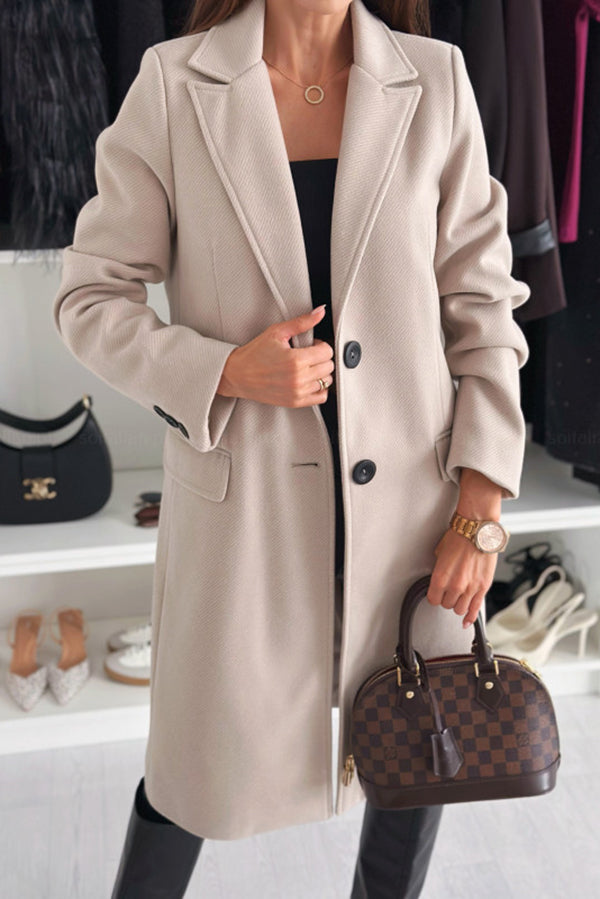 Fashionable Lapel Long Sleeve Single Breasted Loose Coat