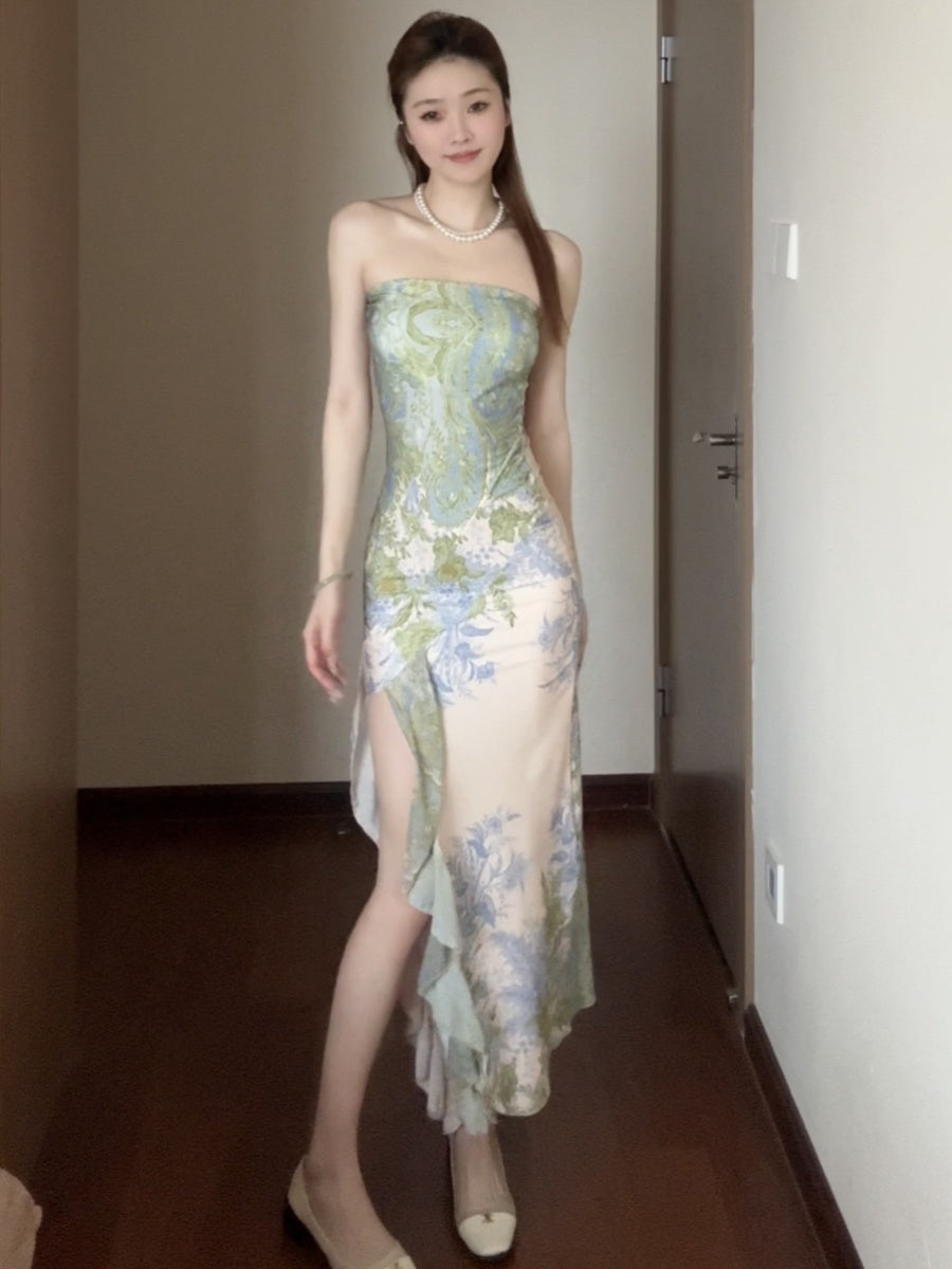 Green Encounter Off-shoulder Maxi Dress
