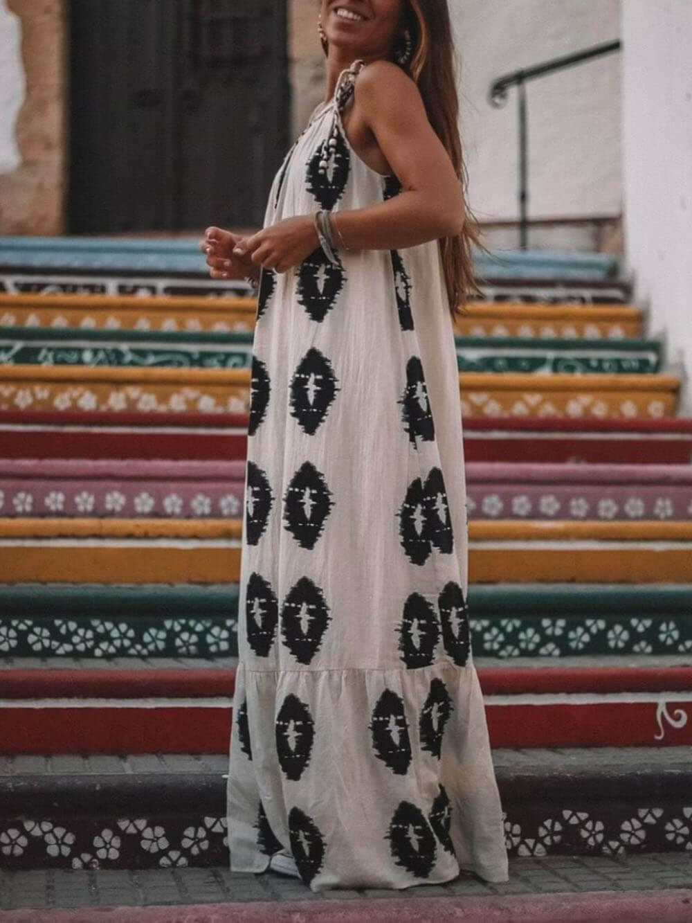 Aztec-whispers One-shoulder Maxi Dress