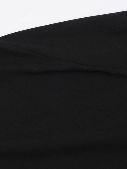 Long Sleeves Loose Asymmetric Color Split-joint Split-side Round-neck Maxi Dresses