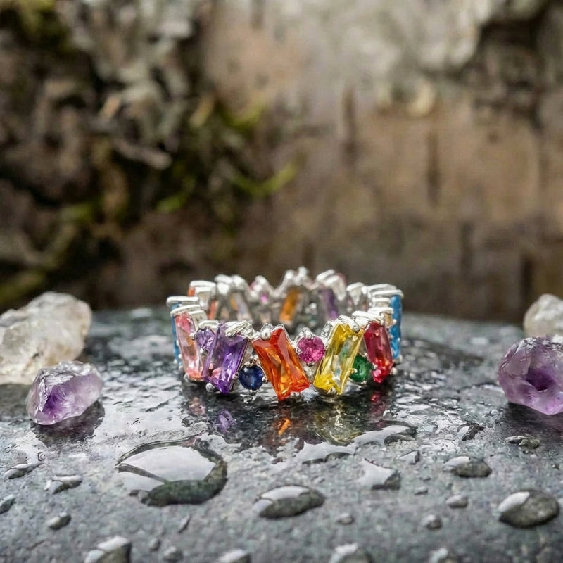 Elegant Rainbow Zircon Ring