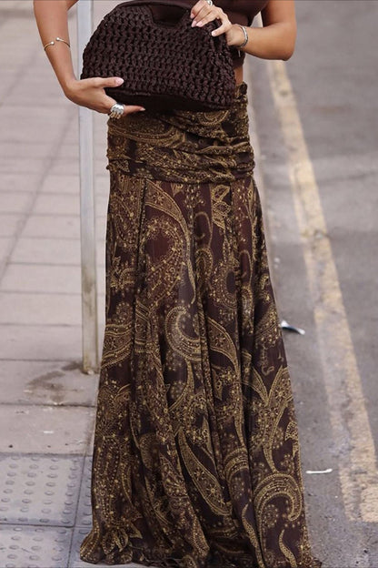 Paisley Print Slim Fit Maxi Skirt