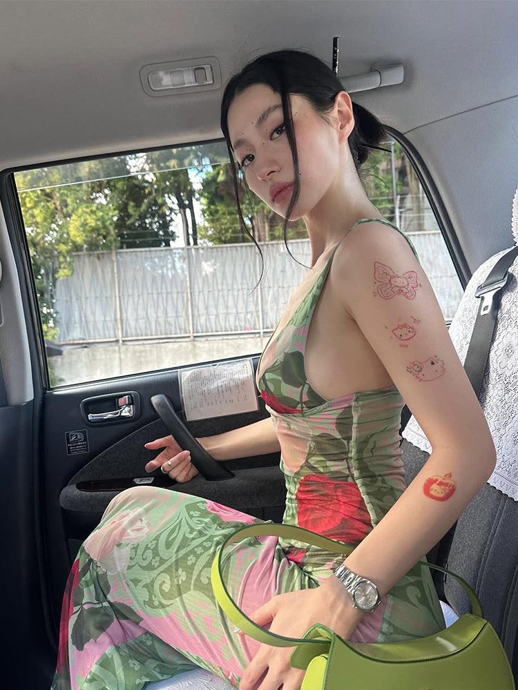 Art Print Sleeveless Maxi Dress