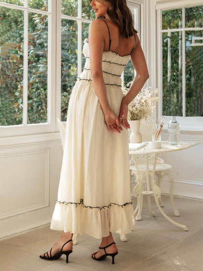 Off-shoulder Strap Patchwork Dress