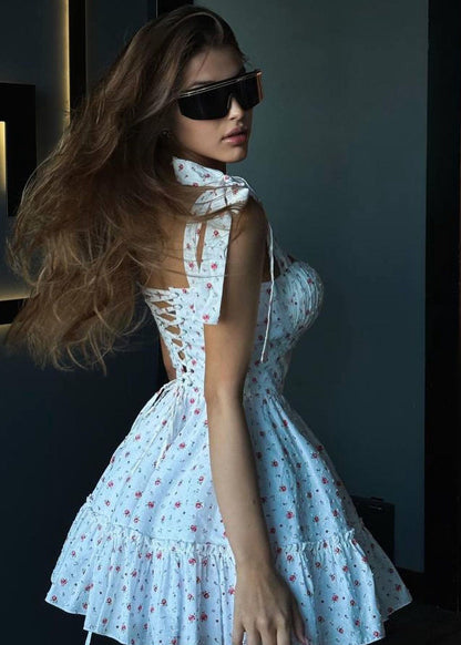Blossom Charm - Tie-strap Mini Dress