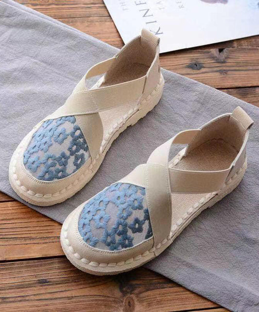 Blue Breathable Mesh Embroideried Splicing Flat Feet Shoes