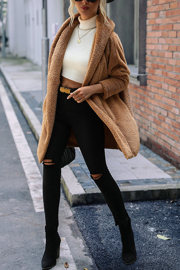 Color Double-faced Velvet Loose Long Coat